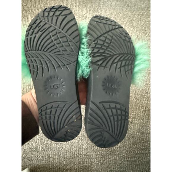 Ugg mint green fuzzier Sherpa lined slide sandals womens 7 - Picture 7 of 8